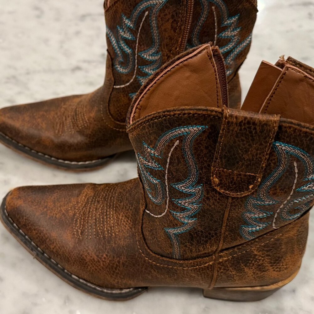 Roper Boots Womens 5 Brown/blue  Ava Faux Leather Western Ankle Booties